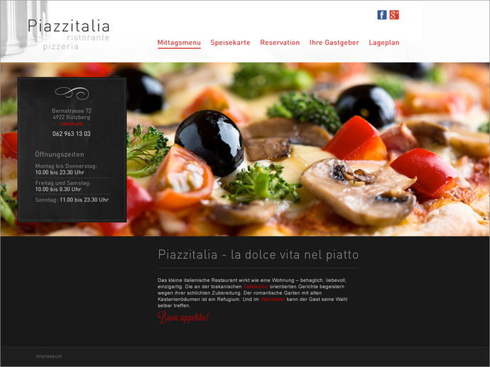 Zoom: Screendesign für Ristorante Piazzitalia