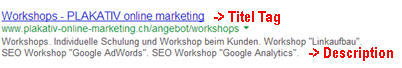 SEO Analyse: Titel und Description SEO Analyse: Titel und Description